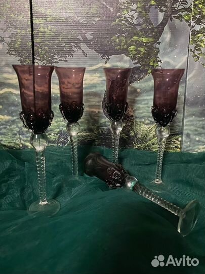 Фужеры,рюмки цветное стекло Стрый