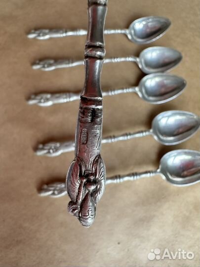 Ложки кофейные, серебро 875