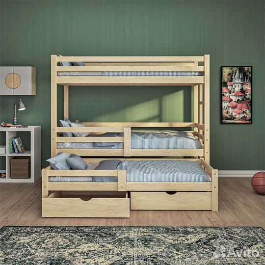 Двухъярусная кровать деревянная