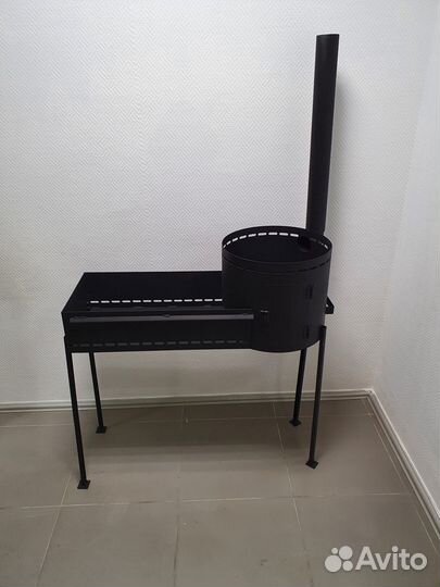 Казан-мангал с трубой и дверцей