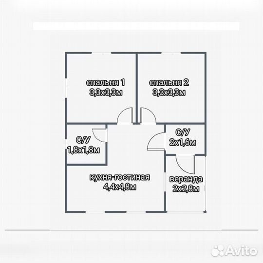Каркасный дачный дом 8х7м с верандой