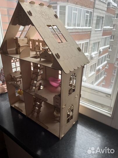 Деревянный Домик для кукол 1/12