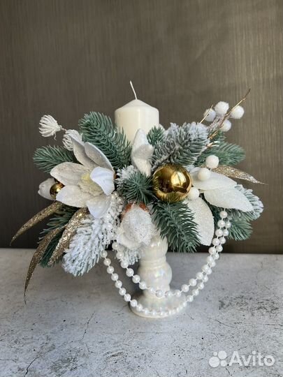 Новогоднее украшение/новогодний декор/подсвечник