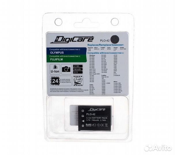 Аккумулятор DigiCare PLO-42 / Olympus LI-42b, LI-4