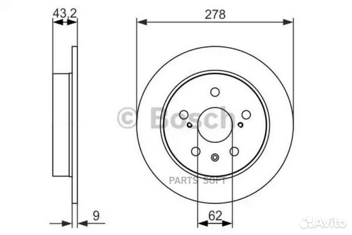 Bosch 0 986 479 047 Диск тормозной suzuki SX4 06- (пр-во Япония) задний D 278мм