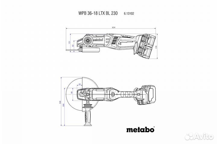 Аккумуляторная болгарка Metabo WPB 36-18 LTX BL230