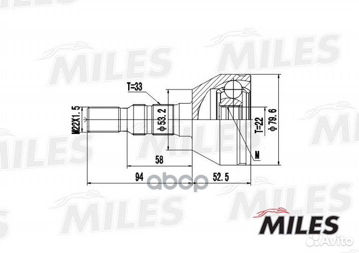 ШРУС opel astra/zafira 1.4/1.6 04- нар. GA20353