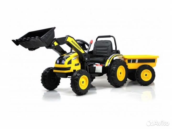 Детский электромобиль трактор погрузчик с прицепом
