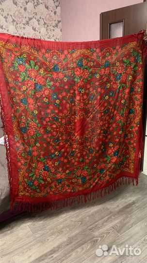 Павловопосадский платок шерсть 146/146, бу