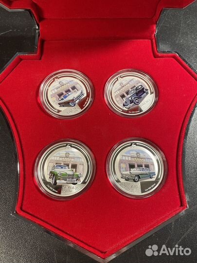 Набор монет автомобили газ серебро
