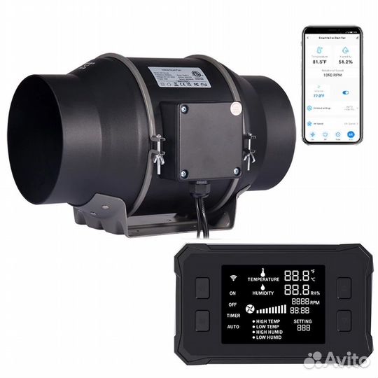 Умный Wifi Канальный вентилятор 100D с датчиком