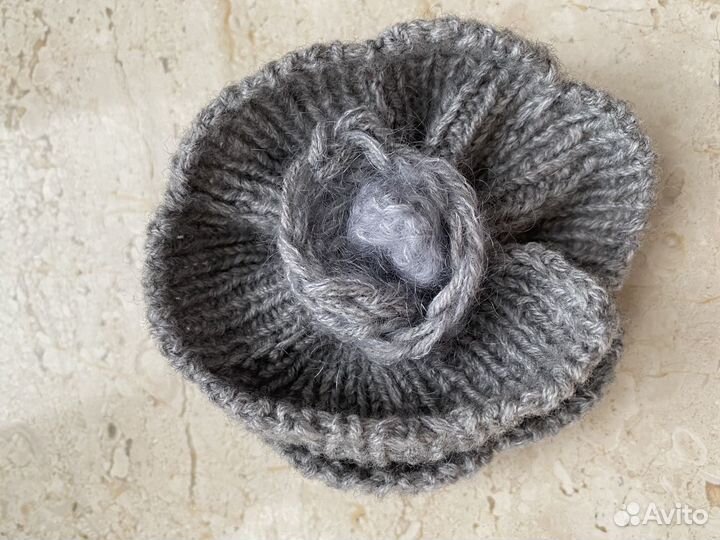 Брошь цветок из пряжи