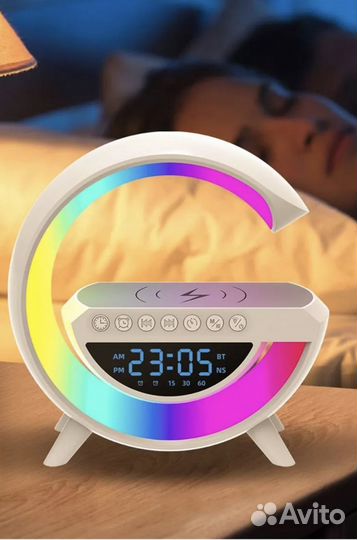 Умная колонка ночник с беспроводной зарядкой