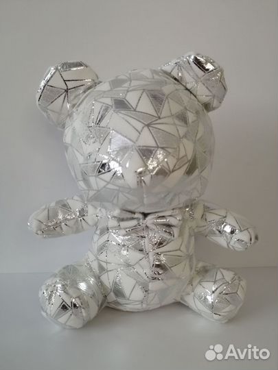 Мягкая игрушка, блестящий медвежонок, серебристый