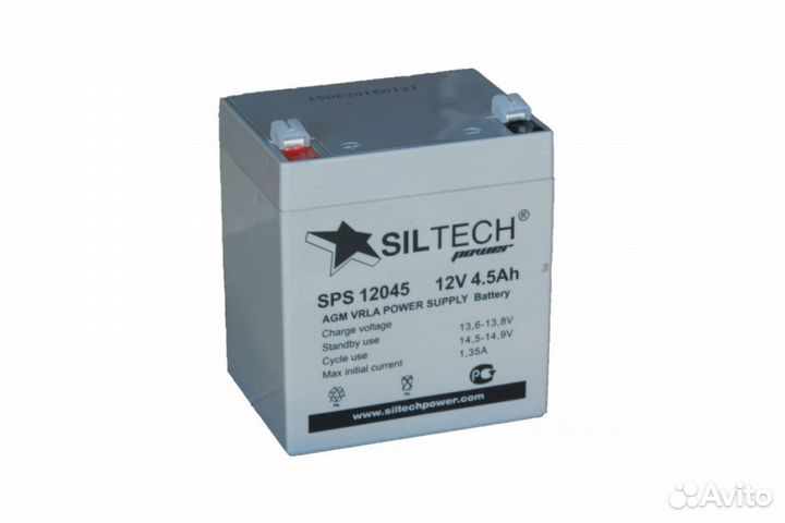 Аккумулятор ибп siltech SPS 12045 12V 4,5Ah