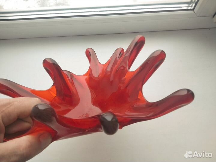 Ваза цветное стекло, массивная, оригинальная форма