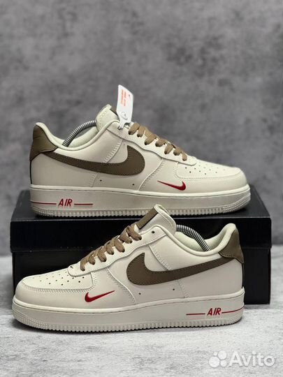 Кроссовки Nike Air Force 1 White Brown (Арт.59613)