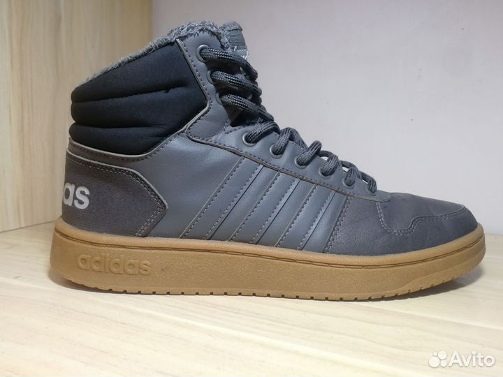 Adidas hoops 2.0 mid Grey утеплённые