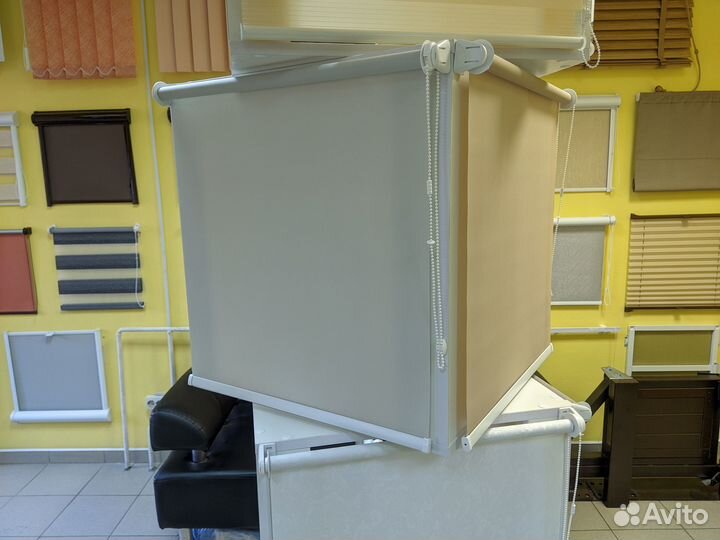 Рулонные шторы 60х180, жалюзи ткань Эко серый Омск