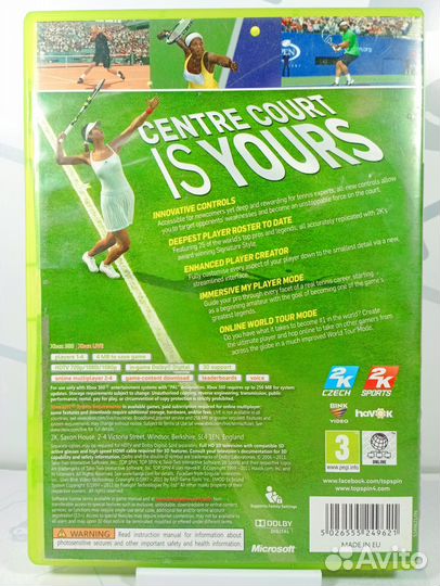 Диск для Xbox 360 Top Spin 4 б/у с гарантией