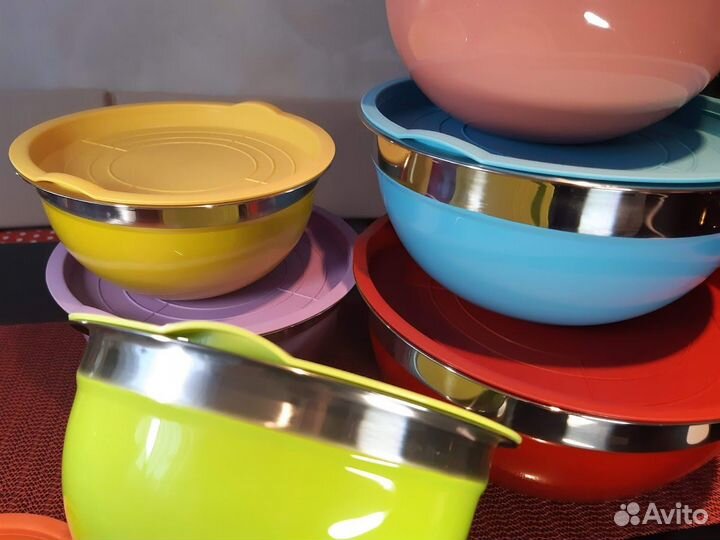 Миски из нержав. стали с крышками. Поштучно