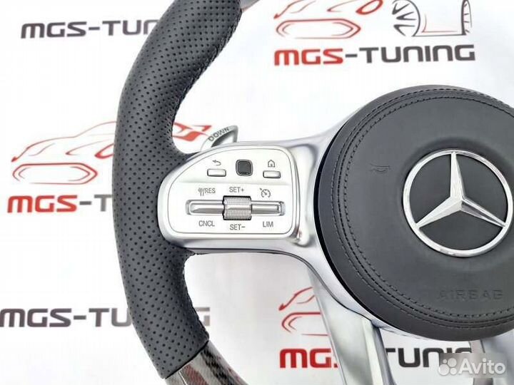 Руль 63 AMG подогрев+подушка Mercedes GLS карбон