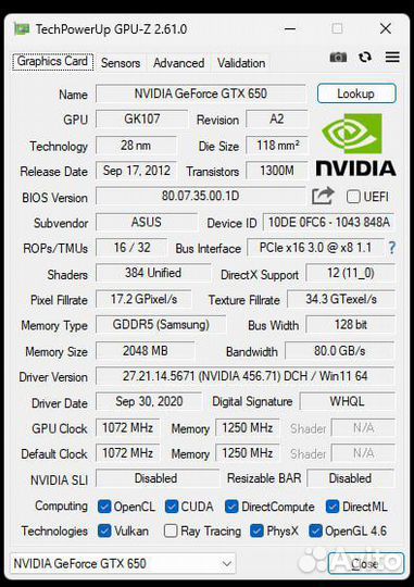 Asus gtx650 2gb