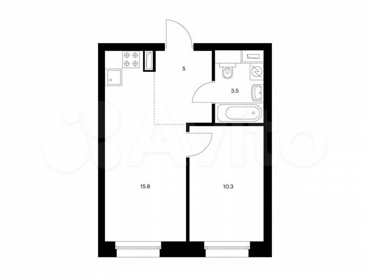 1-к. квартира, 34,6 м², 21/53 эт.