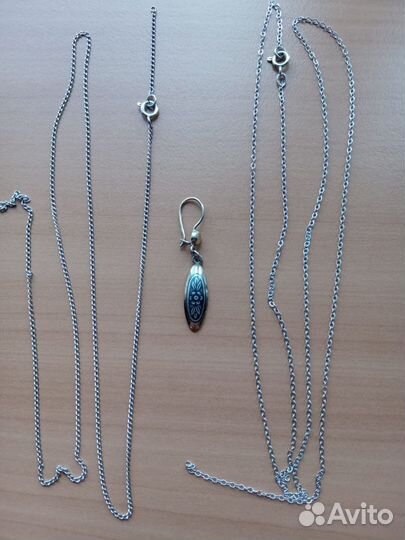 Цепочки, серебро, католический крестик СССР