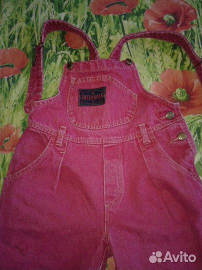 Толстый джинсовый комбез, х/б, р 110