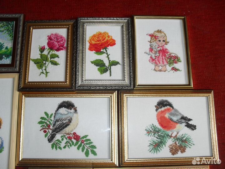 Картина вышитая крестиком много