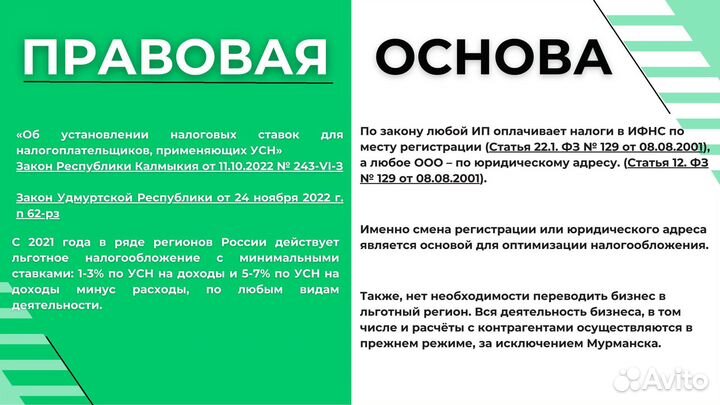 Прописка, регистрация,переезд бизнеса ИП УСН 1%