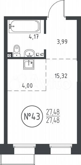 Квартира-студия, 27,5 м², 4/10 эт.