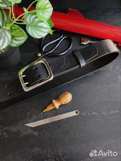 Ремень кожа с массивной пряжкой ручной работы