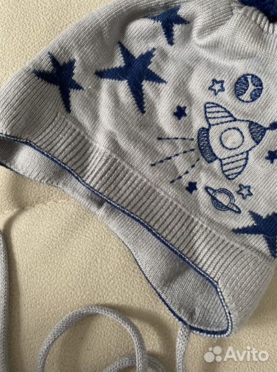 Шапка для мальчика на весну и осень 0-6 месяцев