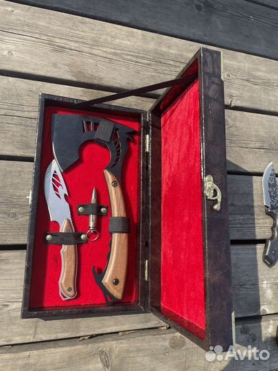 Топор походный+нож шкуросьемный в коробке