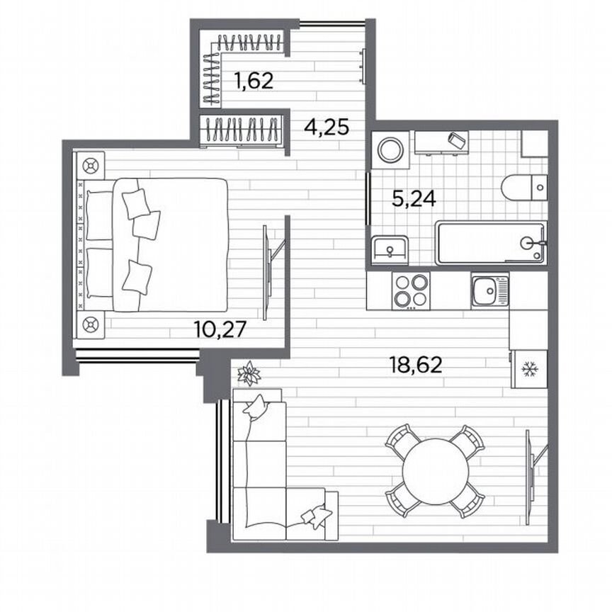 1-к. квартира, 40 м², 3/5 эт.