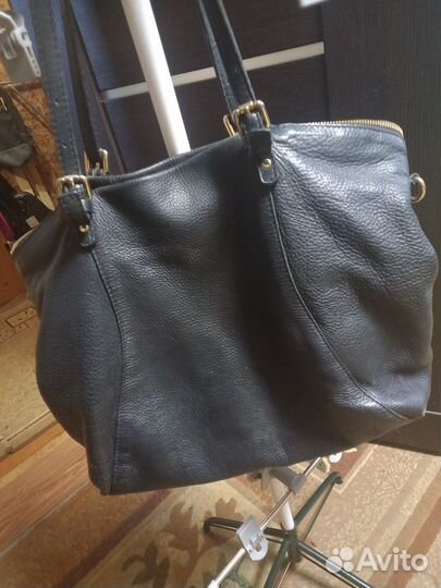 Сумка женская натуральная кожа бу черная италия