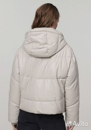 Zara куртка пуховик экокожа