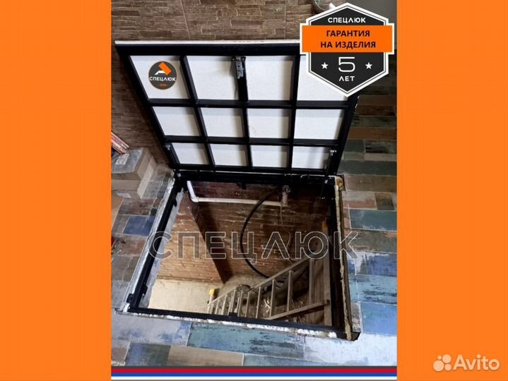 Люк напольный скрытый на амортизаторах 800х800