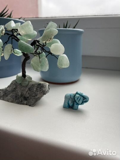 Фигурка слон натуральная бирюза