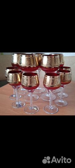 Фужеры богемское стекло с позолотой