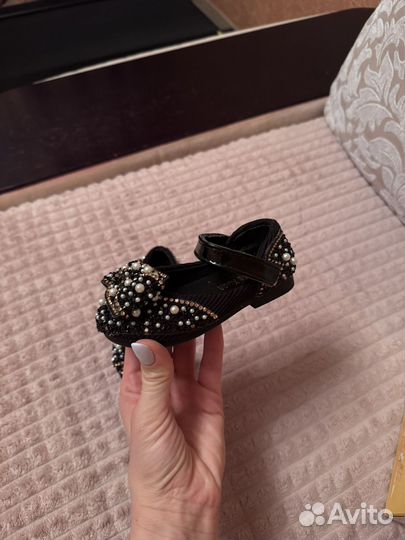 Туфельки на девочку черные 23 размера