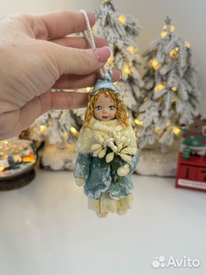 Ватная елочная игрушка ручная работа