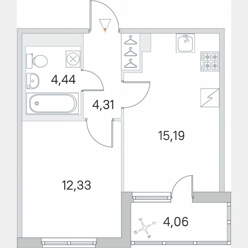 1-к. квартира, 38,3 м², 5/5 эт.