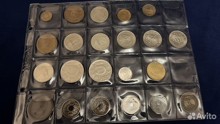 Супер оптовый лот разных монет европы в альбоме