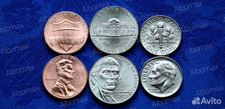 США монеты 1, 5, 10, 50 центов 1901-2022г