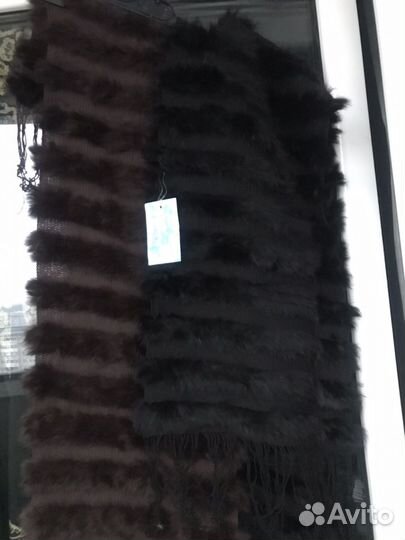 Палантин-шарф из вязанного меха кролика