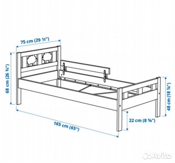 Кровать икеа + матрас+бортик