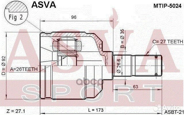 ШРУС внутренний 26x35x27 hyundai : sonata 89-91